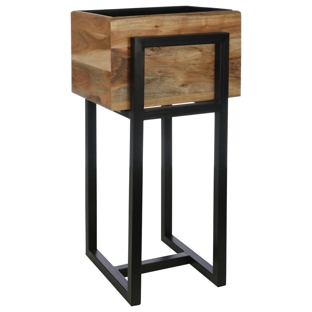 Sagebrook Home 14" Planter on Base in Brown and Black, , large