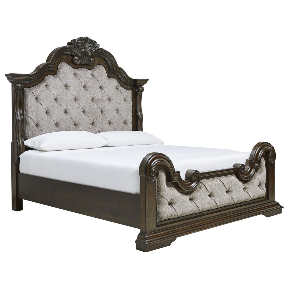 Millenium Queen Upholstered Bed in Dark Brown, , large