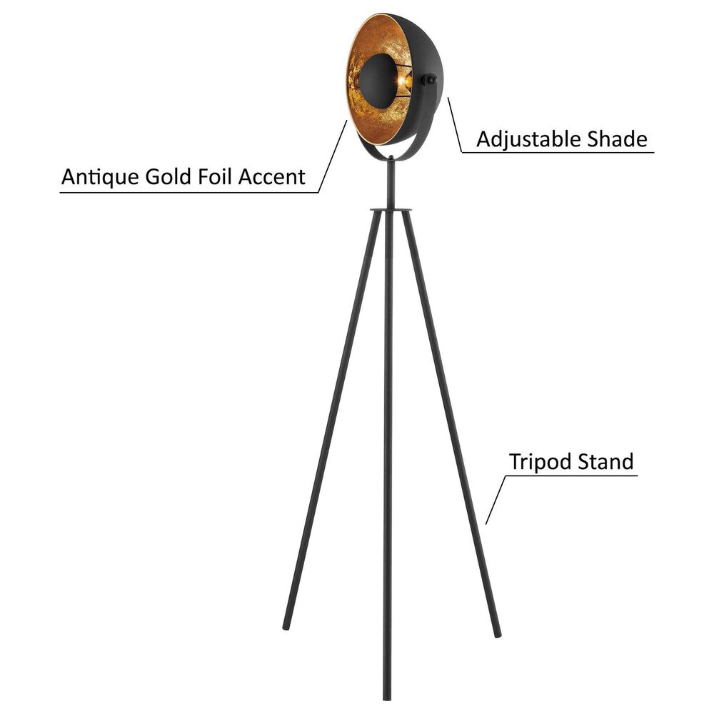 Lite Source Gothard Floor Lamp with Legs Tripod Base in Black, , large