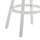Armen Living Erika Swivel Bar Height Stool with Light Blue Upholstery in White, , large
