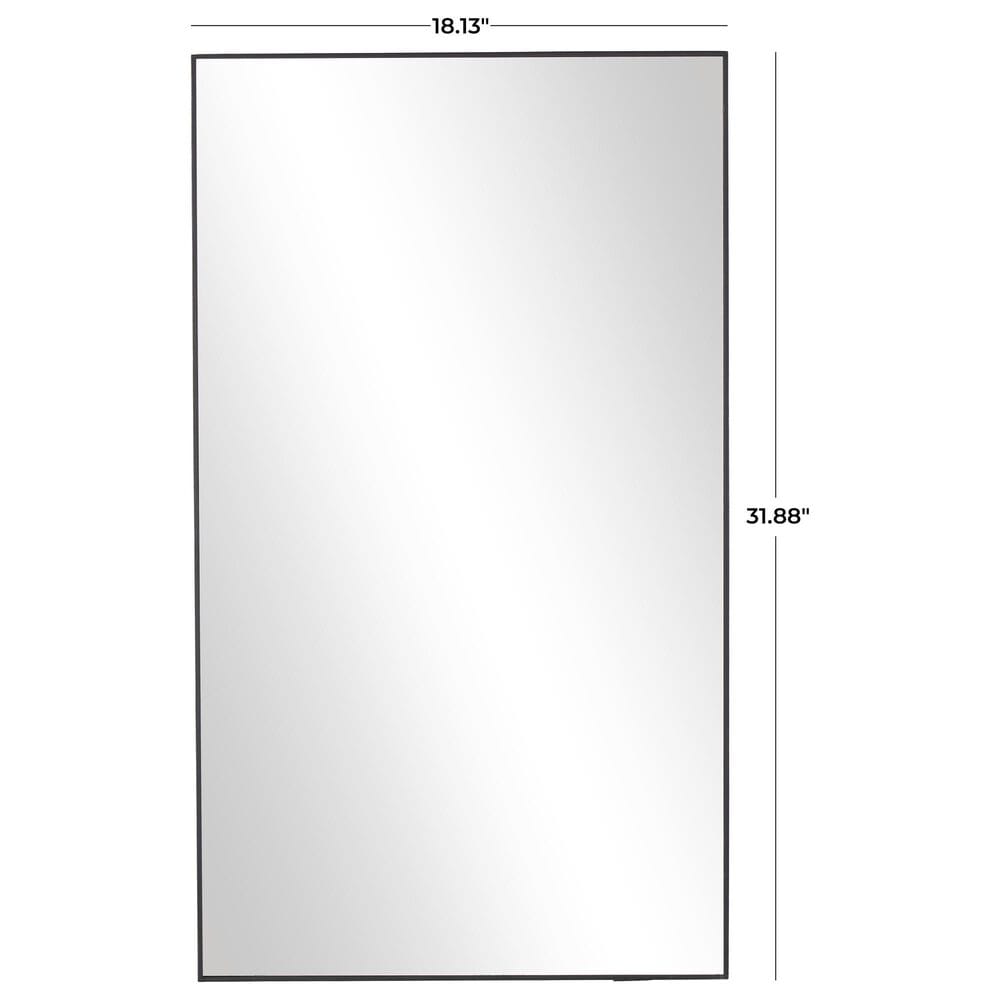 Maple and Jade 32&quot; x 18&quot; Wood Rectangular Wall Mirror with Thin Frame in Black, , large