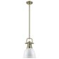 Golden Lighting Duncan 1-Light Small Pendant with Rod and White Shade in Aged Brass, , large
