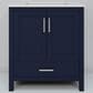 Lexora Home Jacques 30" Single Bathroom Vanity in Navy Blue with 2 cm White Quartz Top and Rectangular Sink, , large