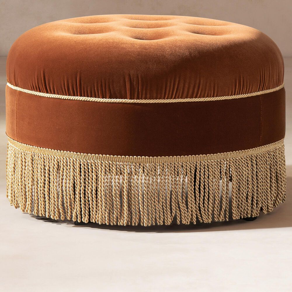 Jennifer Taylor Home Yolanda Standard Ottoman in Burnt Orange and Gold, , large