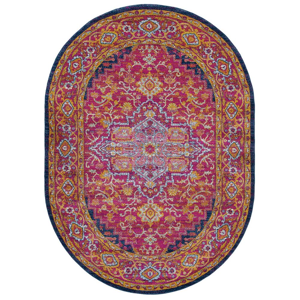 Surya Harput HAP-1009 6"7" x 9" Oval Garnet, Blue and Saffron Area Rug, , large