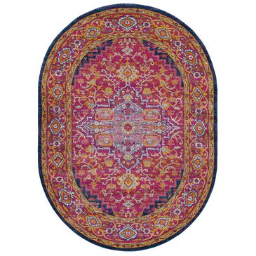 Surya Harput HAP-1009 6"7" x 9" Oval Garnet, Blue and Saffron Area Rug, , large