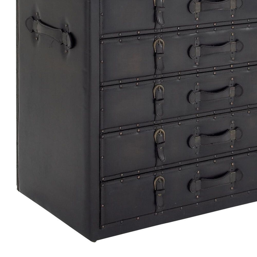 Maple and Jade 5-Drawer Room Chest with Stud and Buckle Detail in Black, , large