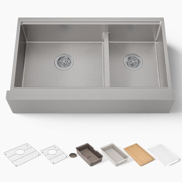 Kohler Strive 35.5" Undermount Double-Bowl Kitchen Sink in Stainless Steel, , large