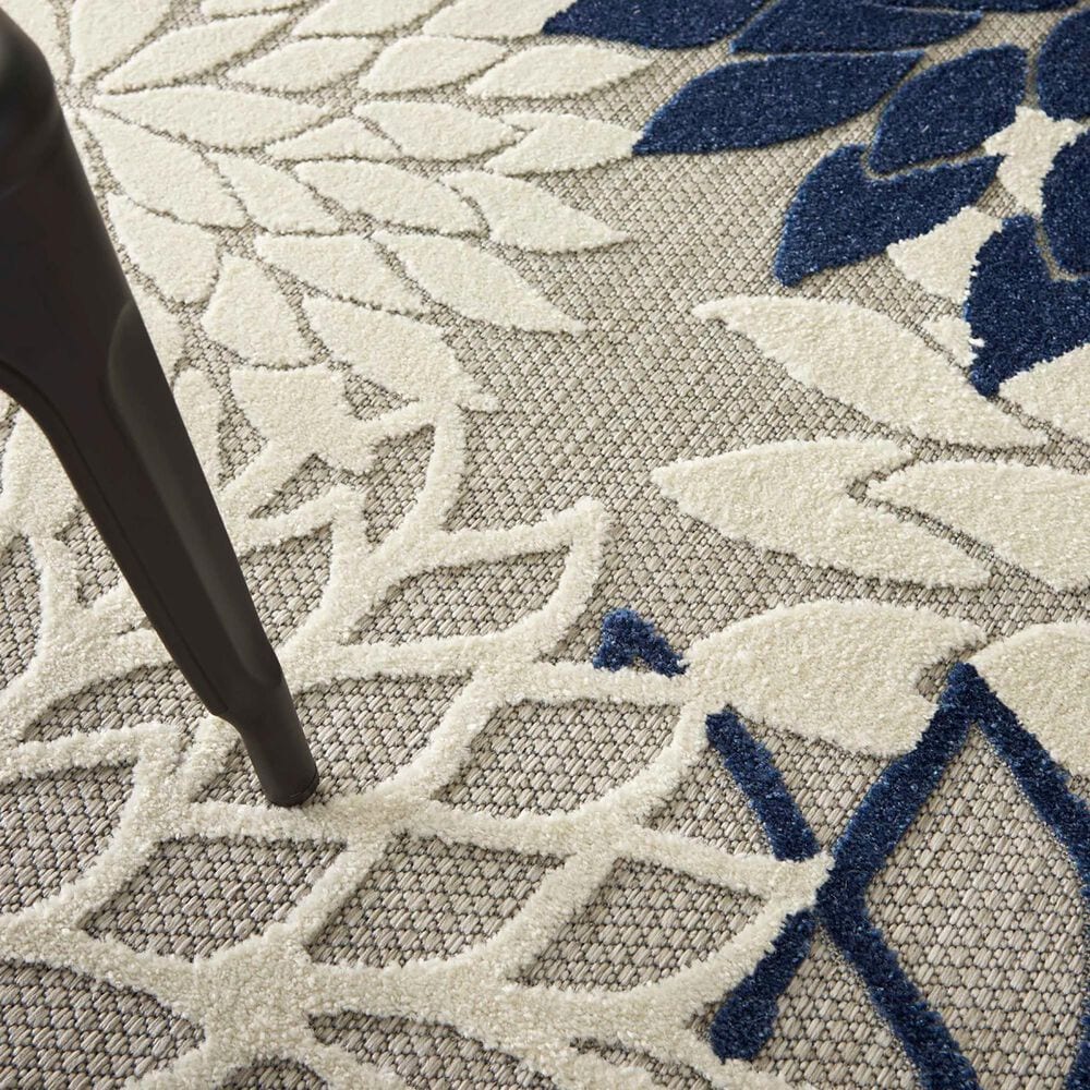 Nourison Aloha ALH05 2&#39;3&quot; x 12&#39; Ivory and Navy Indoor/Outdoor Runner, , large
