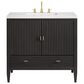 James Martin Vanities Myrrin 36" Vanity in Carbon Oak with 3 cm Arctic Fall Solid Surface Top, , large