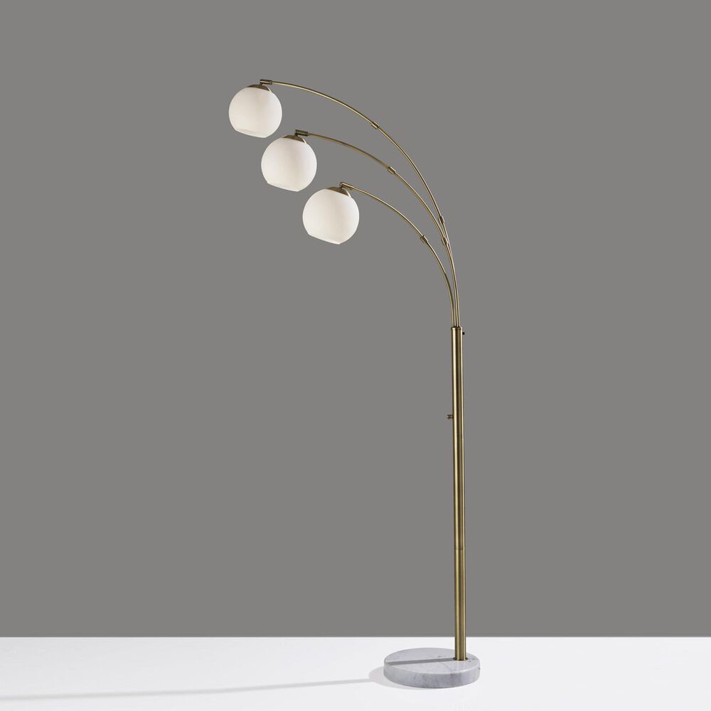 Adesso Remi Arc Lamp in Antique Brass and White, , large