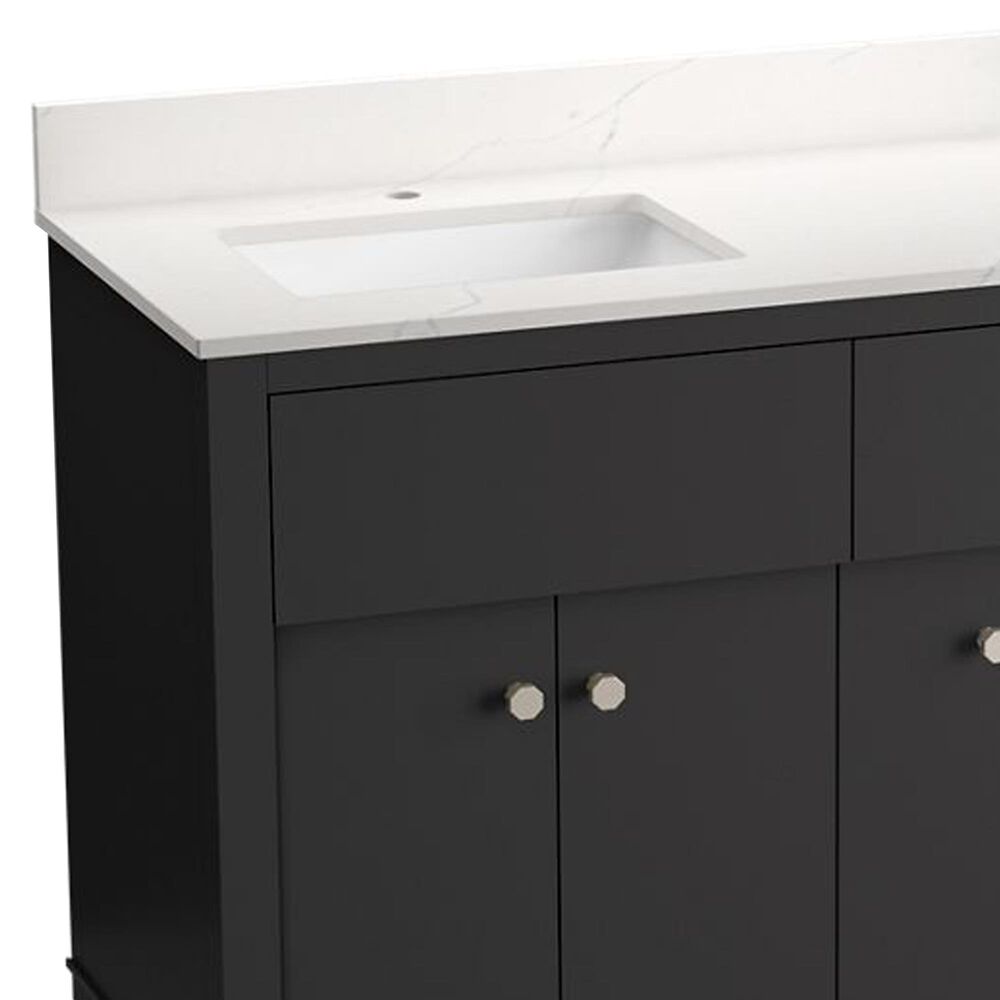 Kohler Alouette 60" Double Bathroom Vanity in Ferrous Grey with 2 cm White Quartz Top and Rectangular Sinks, , large