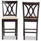 Baxton Studio Reneau Counter Height Pub Chair with Sand Cushion in Espresso Brown (Set of 2), , large