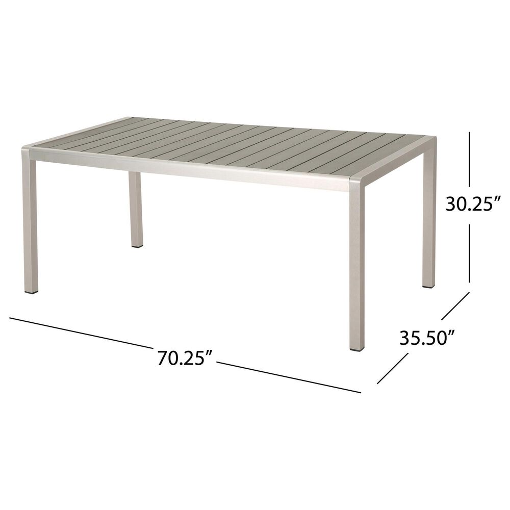 Hearth and Haven Coral Outdoor Aluminum Dining Table with Faux Wood Top in Gray, , large