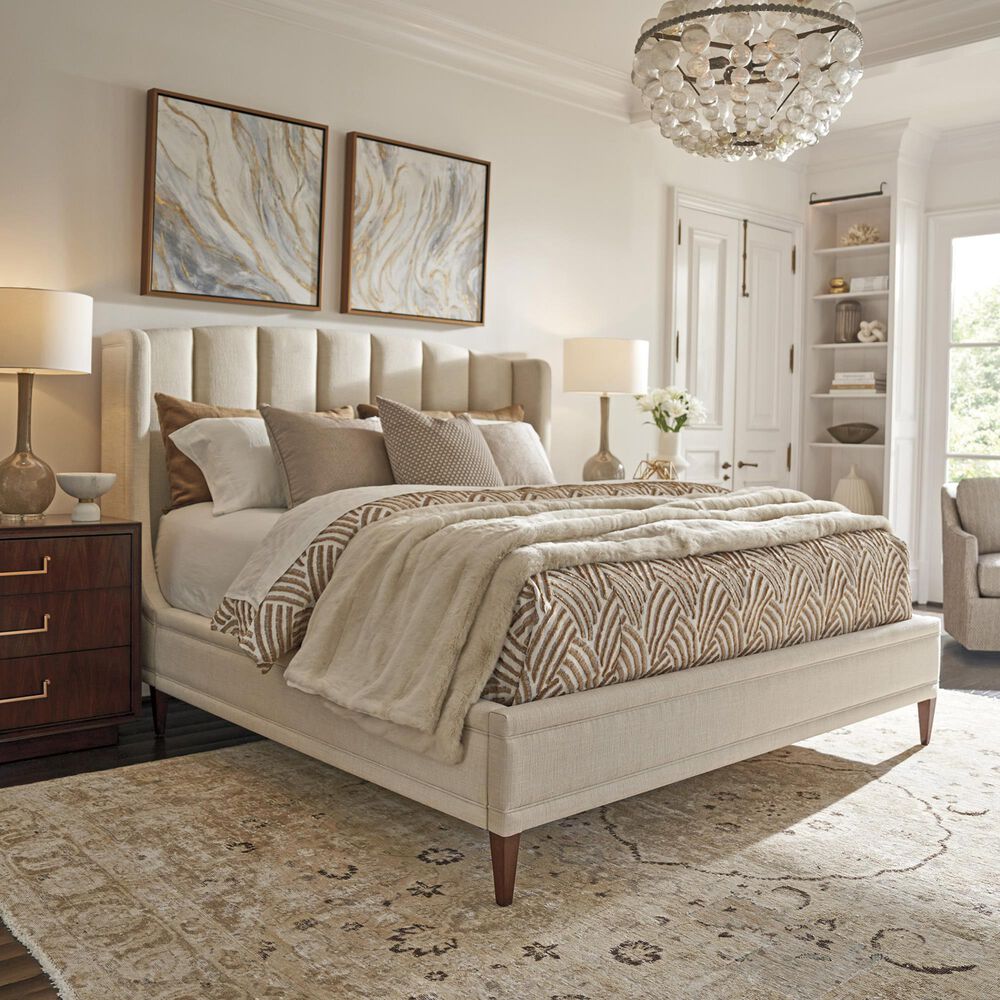 Lexington Home Brands Savoy King Upholstered Wingback Panel Bed in Chester, , large