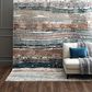 Karastan Epiphany Colorful Waves 8" x 10" Robin"s Egg Area Rug, , large