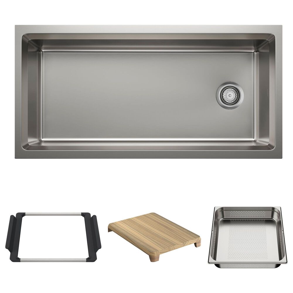 Blanco Inteos 39" Undermount Single Bowl Kitchen Sink in Satin Polish, , large