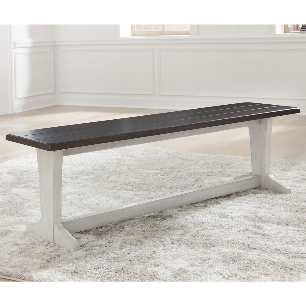 Ashley Darborn 62&quot; Bench in Light Gray and Brown Cherry, , large