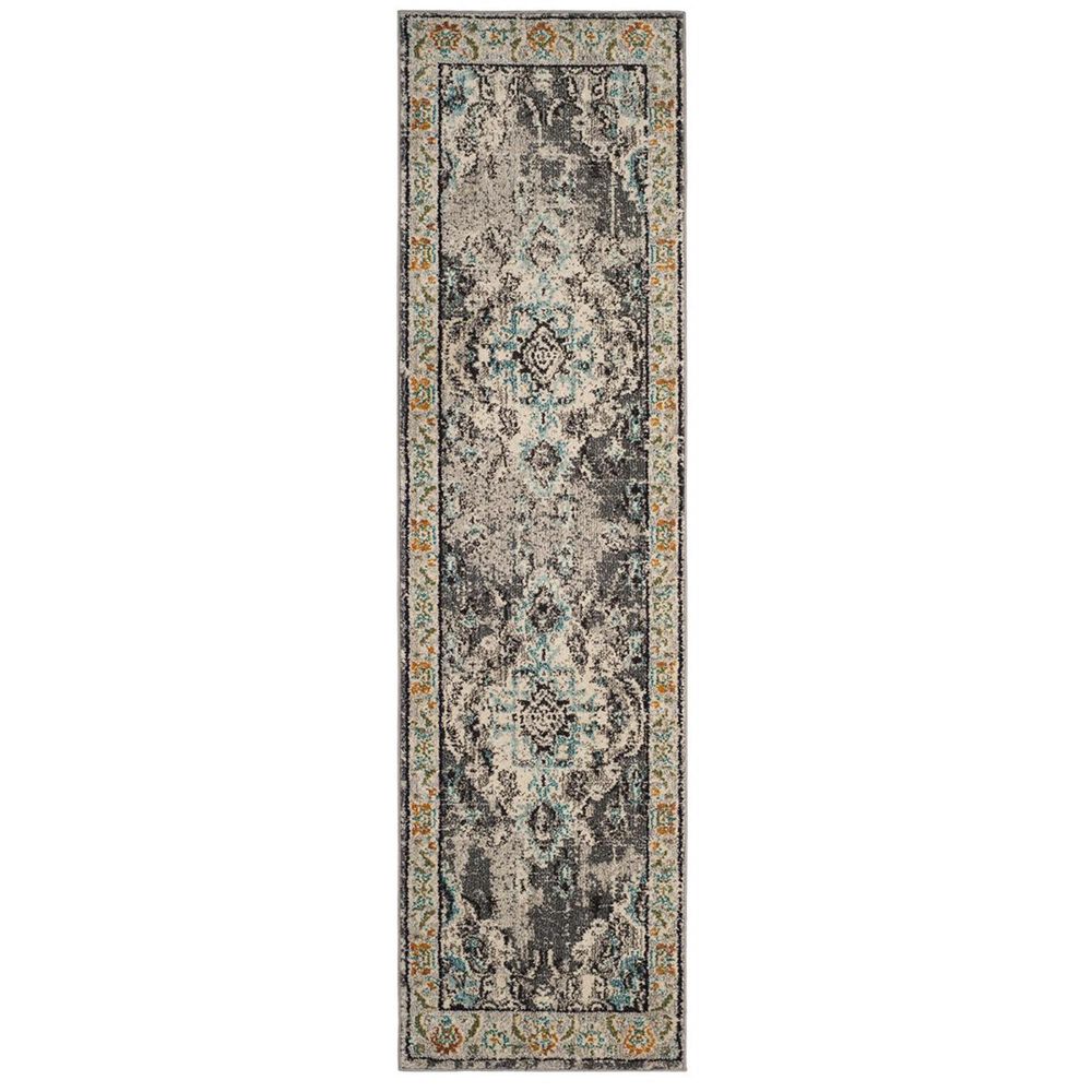 Safavieh Monaco MNC243G-26 2&#39;2&quot; x 6&#39; Grey/Light Blue Runner, , large