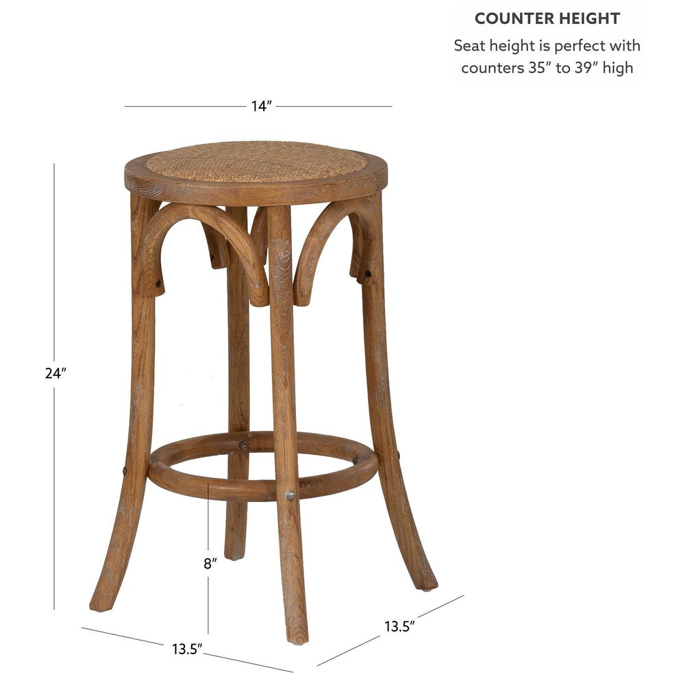 Linon Home Decor Rae Rattan Counter Stool in Weathered Grey, , large