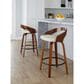 LumiSource Grotto 26" Swivel Counter Stool with Cream Faux Leather Upholstery in Walnut and Black (Set of 2), , large