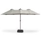 HOMLUX 15" Double-Sided Outdoor Market Umbrella with Sandbag Base and RGB LED Lights in Light Gray, , large