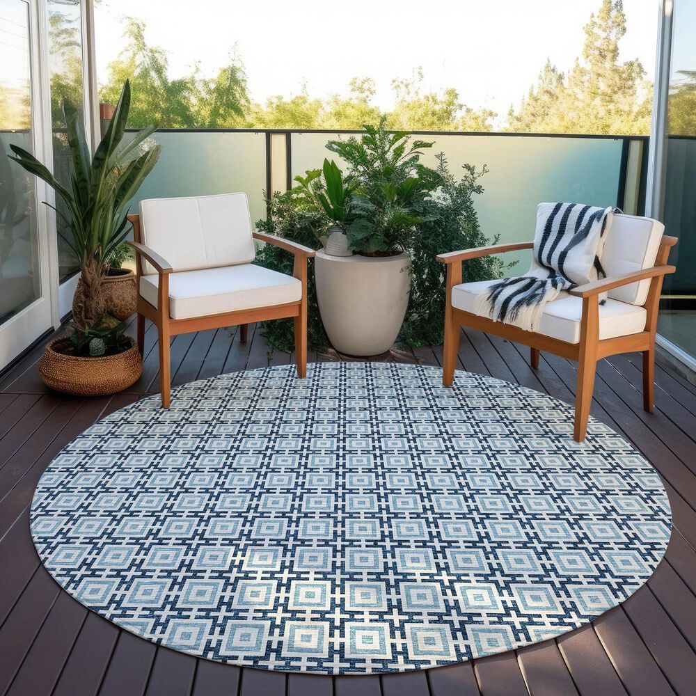 Dalyn Rug Company Marlo 4&#39; Round Navy Indoor/Outdoor Area Rug, , large