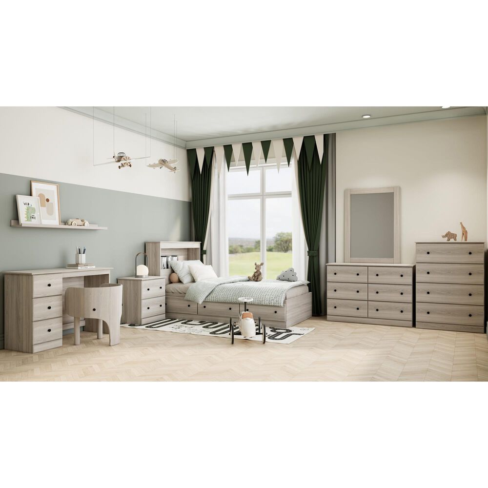 Lemoore Essential Twin Bookcase Headoard in Swedish Grey Elm, , large