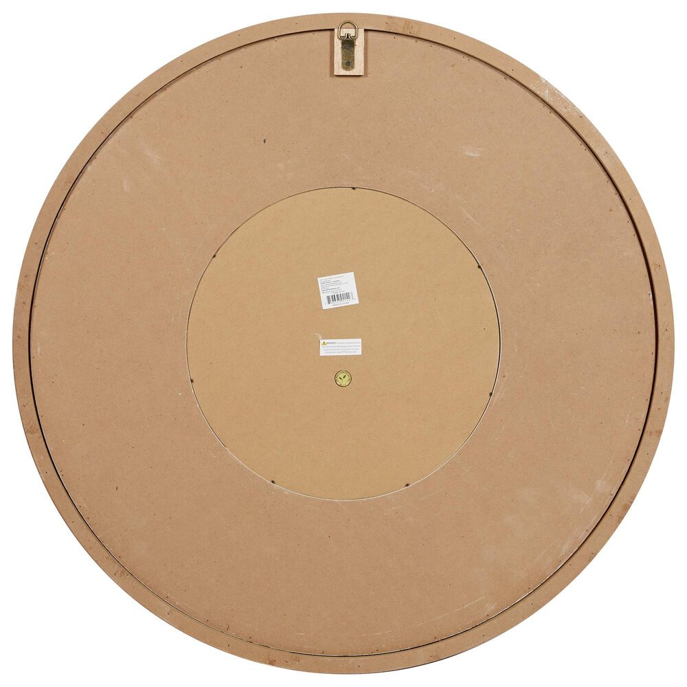 Maple and Jade 32&quot; Round Wall Mirror in Distressed White, , large
