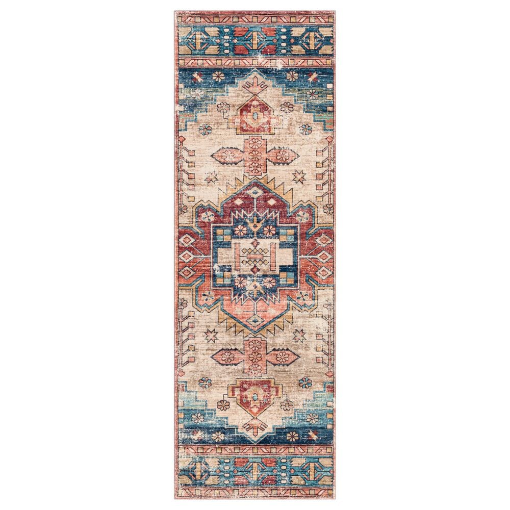 Surya Erin 2"6" x 7"6" Navy, Rust, Taupe and Burgundy Runner, , large