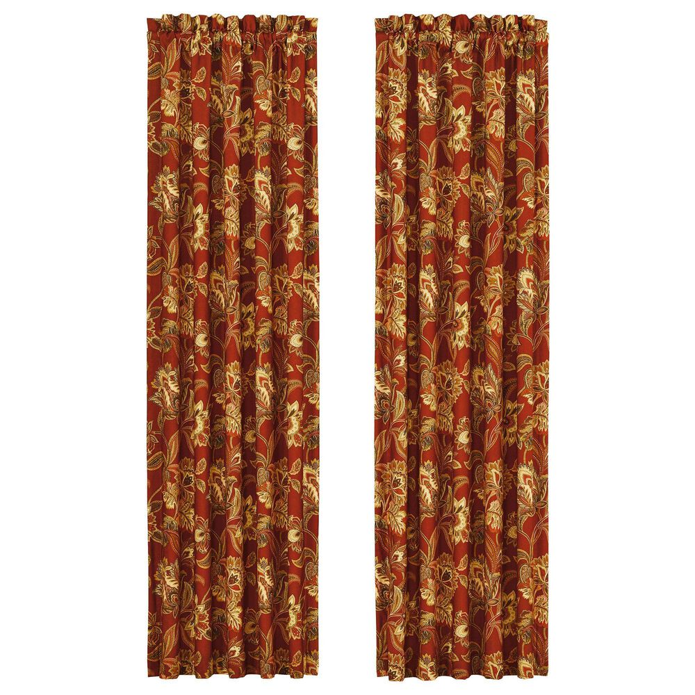 Royal Court Montecito 84" x 41" Window Panel Pair in Red, Spice and Gold, , large