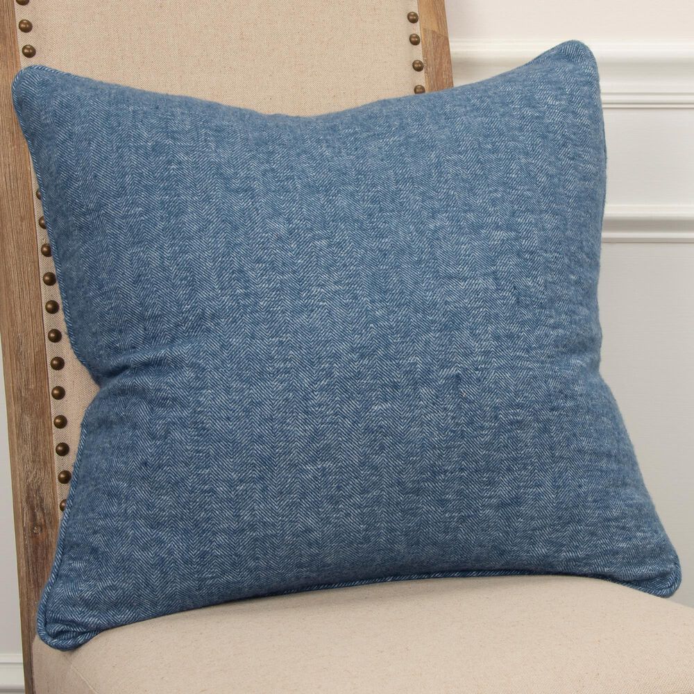 Rizzy Home Solid 20&quot; Down Filled Pillow in Blue, , large
