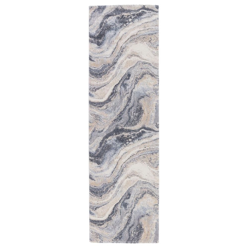 Jaipur Ferris Orion Blanc De Blanc and Orion Blue 3" x 10" Runner, , large