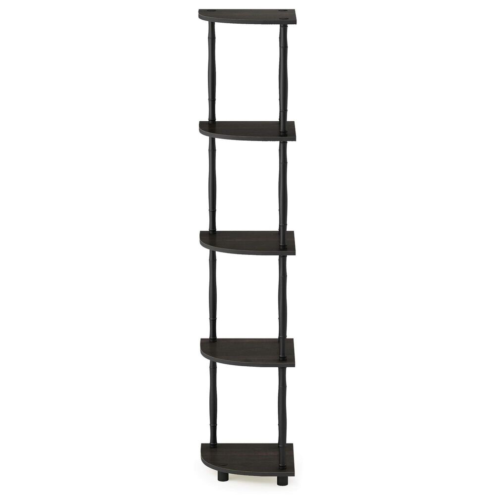 HOMLUX Turn-N-Tube 5-Tier Corner Display Rack in Espresso and Black, , large