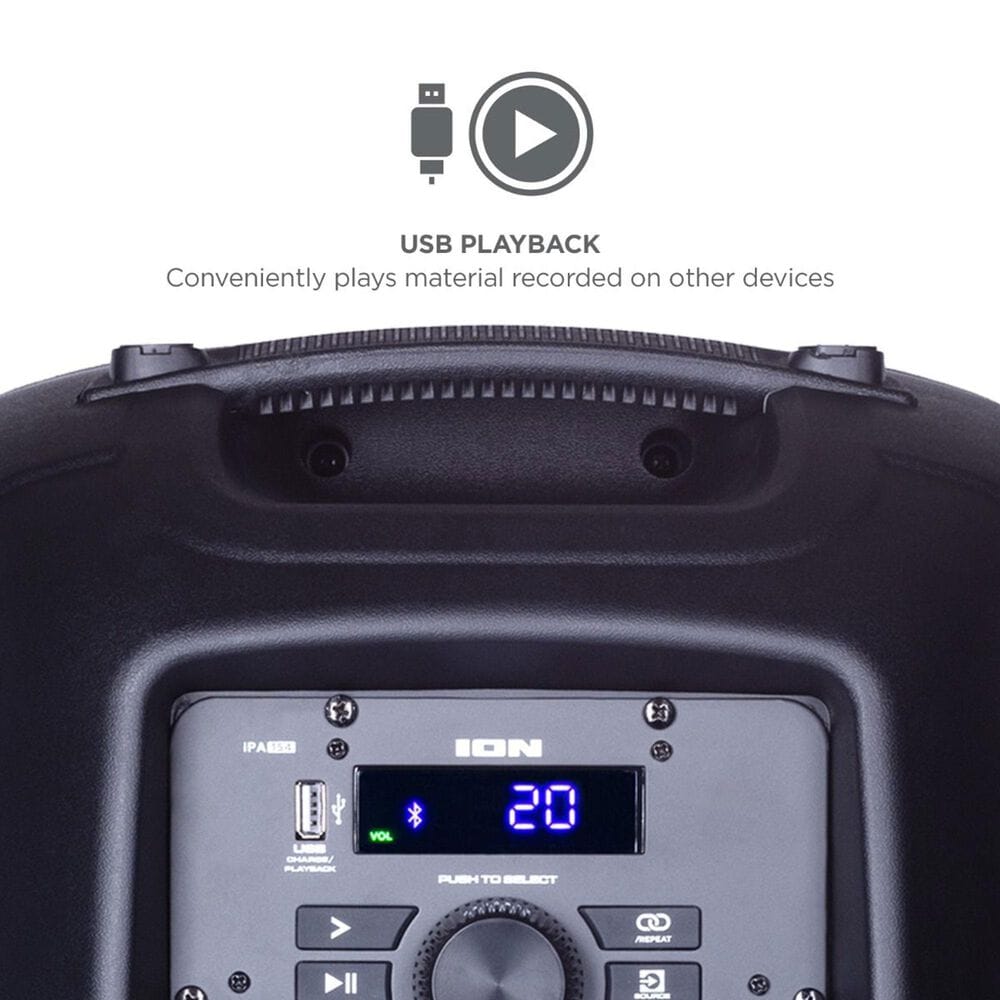 Ion Pro Glow Ultra Bluetooth Party Speaker with Microphone in Black, , large