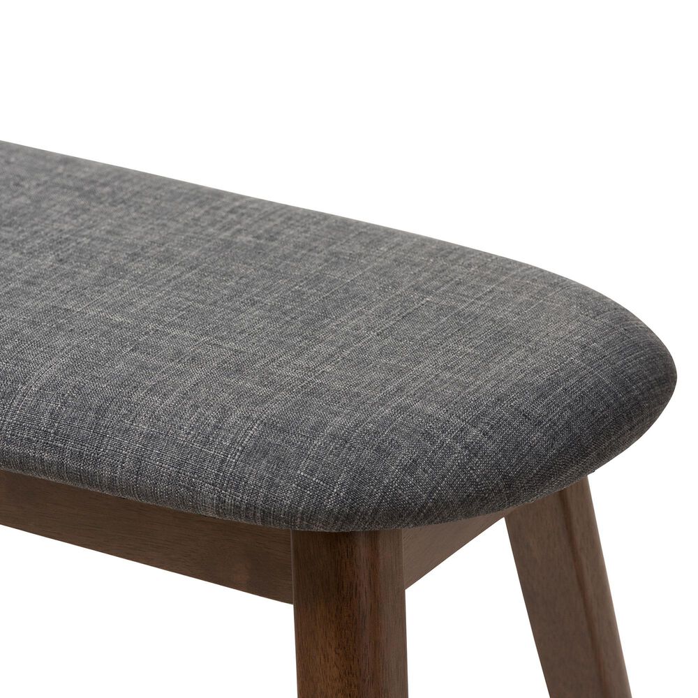 Baxton Studio Easton Bench with Dark Grey Cushion in Walnut Brown, , large