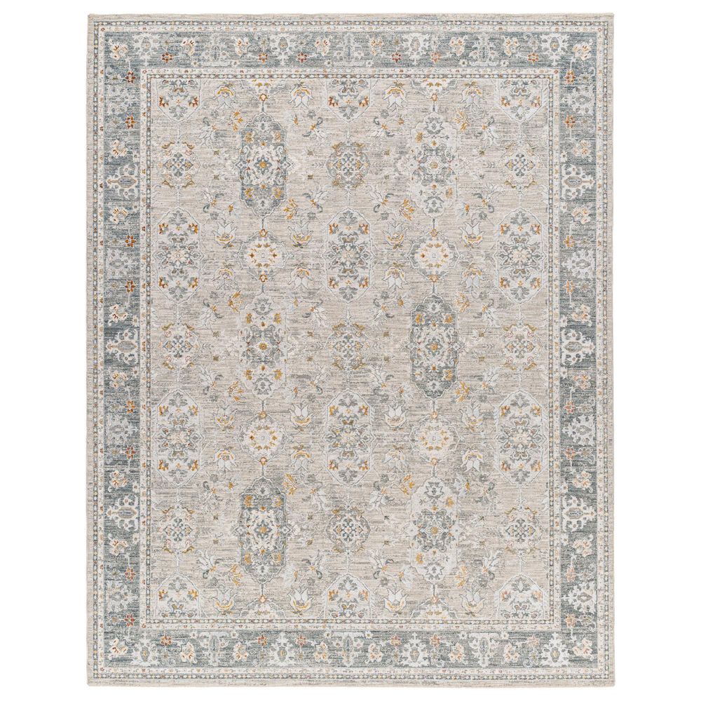 Surya Dresden DRE-2325 Medium Gray, Gray, White, Light Slate, Mustard and Rust 6"7" x 9"6" Area Rug, , large