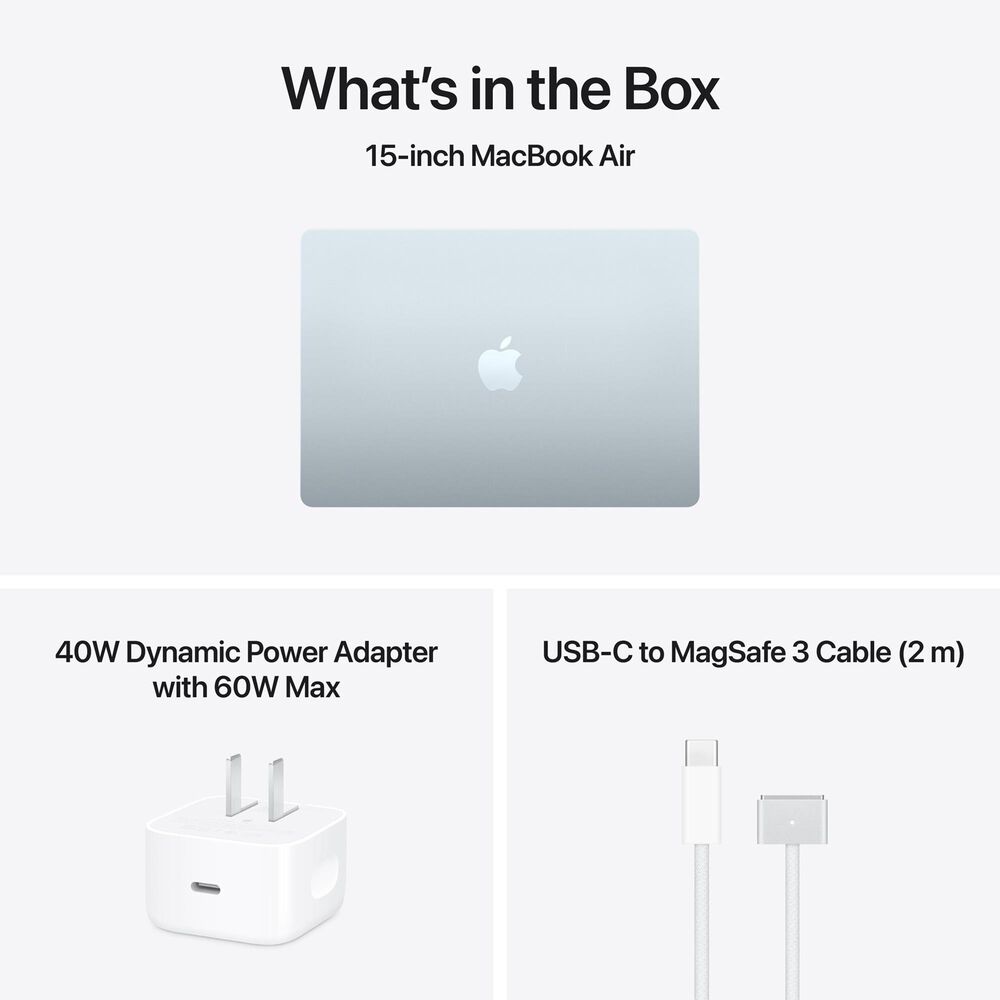 Apple 15" MacBook Air | Apple M5 chip - 10-Core CPU and 10-Core GPU - 16GB RAM - 1TB SSD in Sky Blue with 3-Year AppleCare+, , large