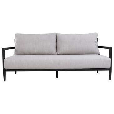 Hearth and Haven Modern Outdoor Bench Sofa with Cast Silver Cushion in Ember Black, , large