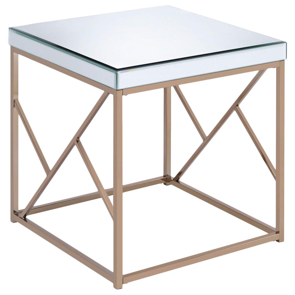 Steve Silver Evelyn End Table in Black with Copper Chrome Finish, , large