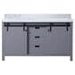 Lexora Home Marsyas 60" Double Bathroom Vanity in Dark Grey with White Carrara Marble Top and Rectangular Sinks, , large