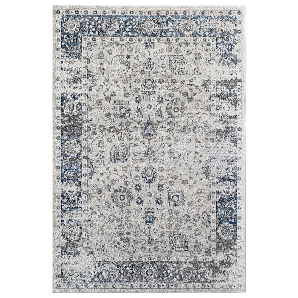 Rugs America Prescott Atlantic Azure 2"6" x 8" White and Gray Runner, , large