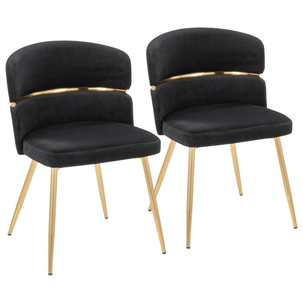 Lumisource Cinch Side Chair with Black Velvet Cushion in Gold (Set of 2), , large