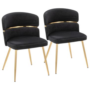 Lumisource Cinch Side Chair with Black Velvet Cushion in Gold (Set of 2), , large