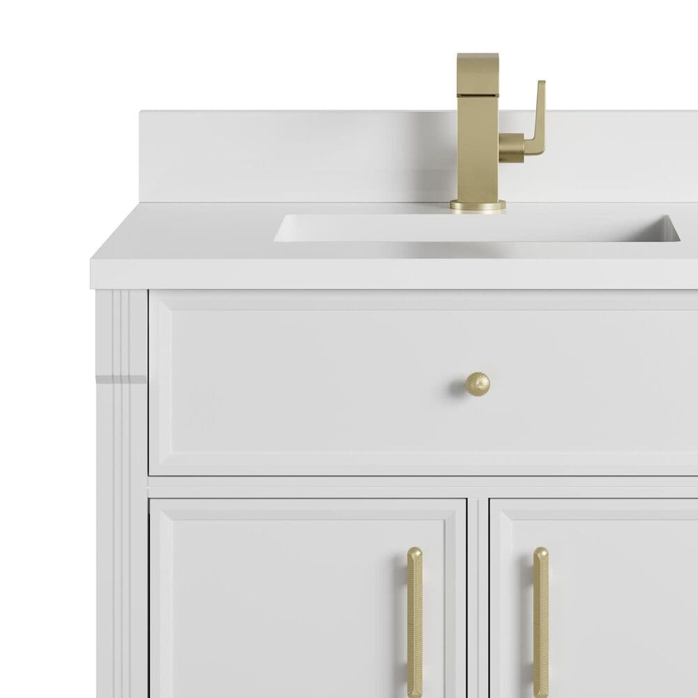 James Martin Bellshire 30" Single Bathroom Vanity in Bright White with Single Hole 3 cm White Zeus Silestone Top and Rectangular Sink, , large