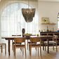 Creative Coop Laurel 2-Tier Draped Wood Bead Chandelier with Gold and Grey Shade, , large