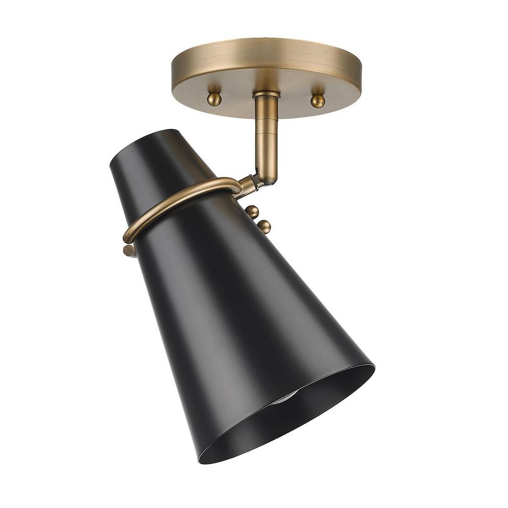 Golden Lighting Reeva 7" Wall Sconce with Matte Black Shade in Modern Brass, , large