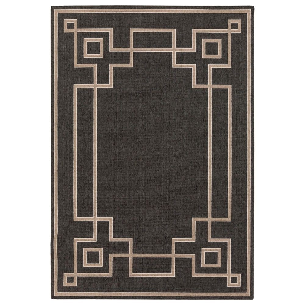Surya Alfresco 5"3" x 7"7" Black, Brown and Beige Indoor/Outdoor Area Rug, , large