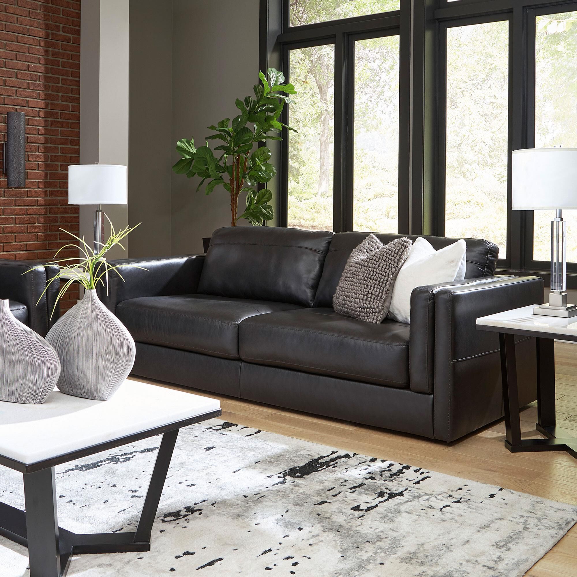 Signature Design by Ashley Amiata Stationary Sofa in Onyx NFM