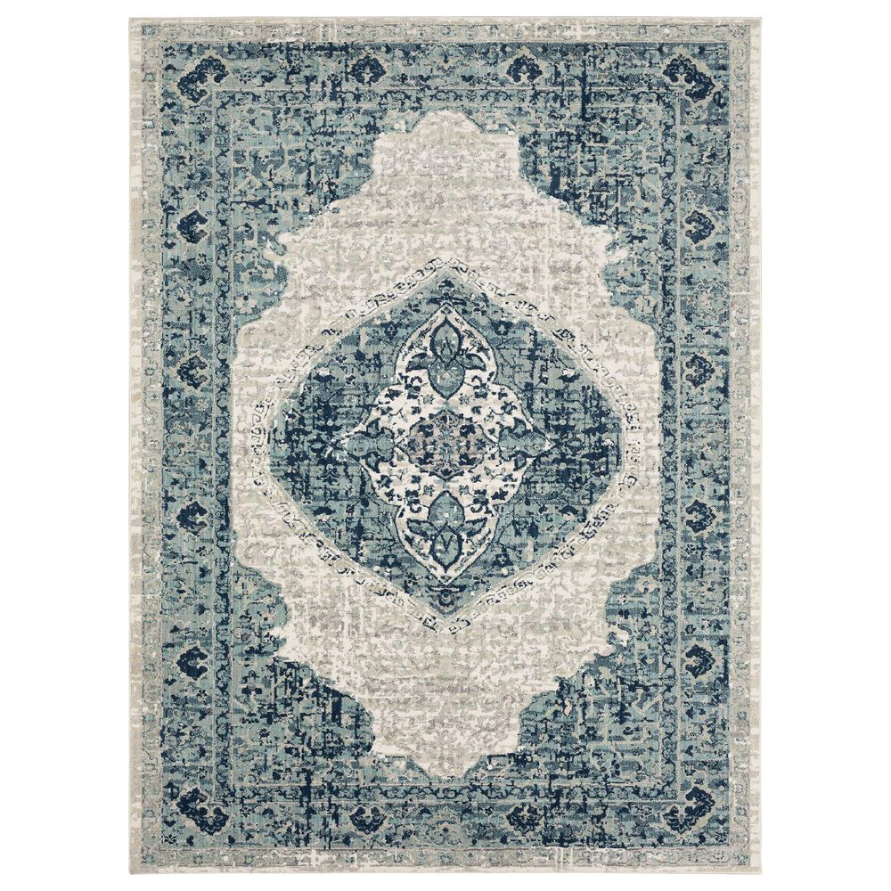 Karastan Zephyr Acropolis 92117-60129 8" x 10" Robin"s Egg Area Rug, , large